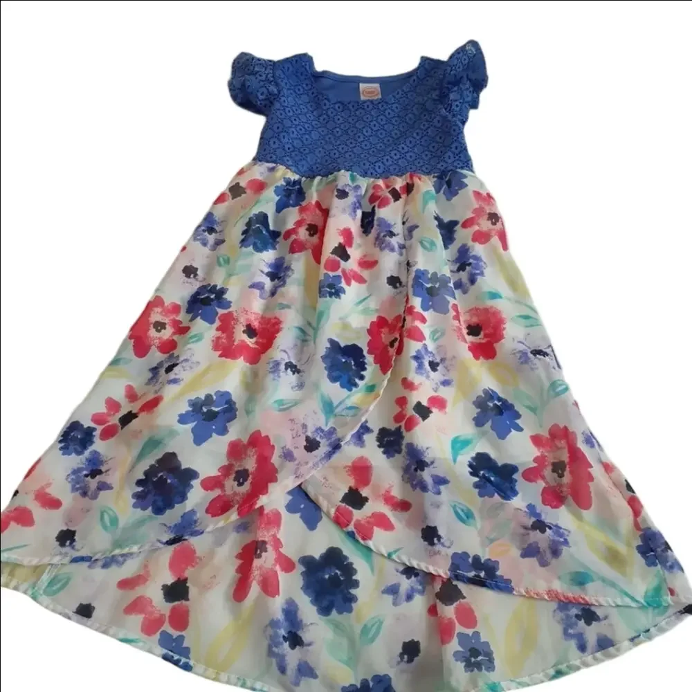 Wonder Nation Girl's Size M (7-8) Blue White Floral Lace Sheer Dress - Picture 4 of 10